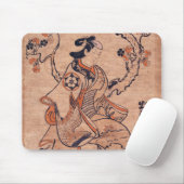 ヴィンテージ女性スケッチ出来島半屋着席 マウスパッド (マウス)