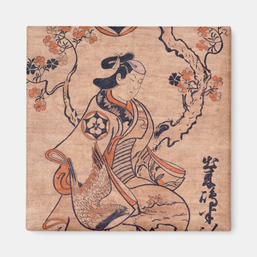 ヴィンテージ女性スケッチ出来島半屋着席 マグネット (正面)