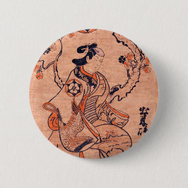 ヴィンテージ女性スケッチ出来島半屋着席 缶バッジ