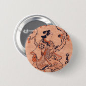 ヴィンテージ女性スケッチ出来島半屋着席 缶バッジ (正面&裏面)