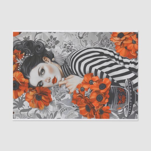 ヴィンテージ女性ティッシュペーパーデコップクラフティング 薄葉紙 (正面)