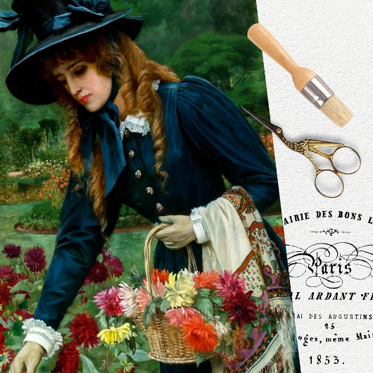 ヴィンテージ女性デコページティッシュペーパー 薄葉紙