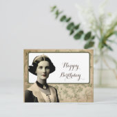 ヴィンテージ女性ハッピーバースデー ポストカード (スタンド正面)