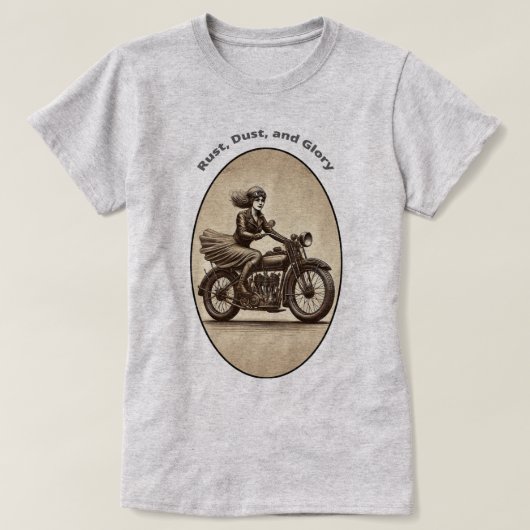 ヴィンテージ女性バイク乗り手ゴーグルURM Tシャツ (デザイン正面)