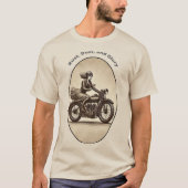 ヴィンテージ女性バイク乗り手ゴーグルURM Tシャツ (正面)
