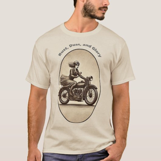 ヴィンテージ女性バイク乗り手ゴーグルURM Tシャツ (正面)