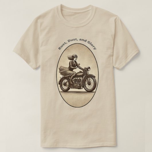 ヴィンテージ女性バイク乗り手ゴーグルURM Tシャツ (デザイン正面)