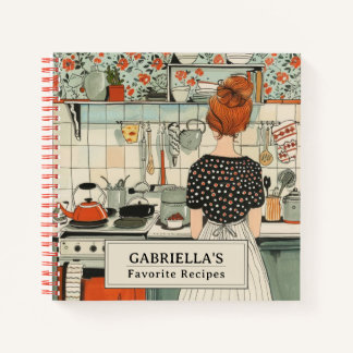 ヴィンテージ女性パーソナライズされたレシピ手帳 ノートブック