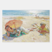 ヴィンテージ女性ビーチデカップラッピング紙 ラッピングペーパーシート (正面2)