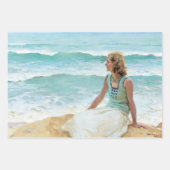 ヴィンテージ女性ビーチデカップラッピング紙 ラッピングペーパーシート (正面)