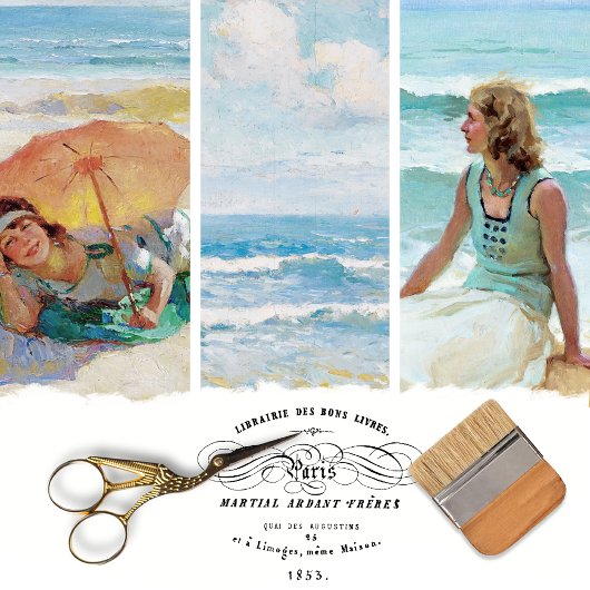 ヴィンテージ女性ビーチデカップラッピング紙 ラッピングペーパーシート