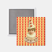 ヴィンテージ女性ピエロ マグネット (正面/裏面)