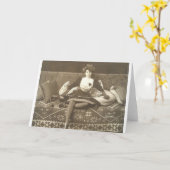 ヴィンテージ女性フェンサーフェンシングノートカード カード (黄色い花)