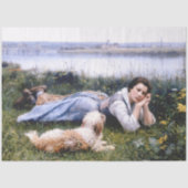 ヴィンテージ女性フランスのカントリー側ティッシュペーパー 薄葉紙 (正面)