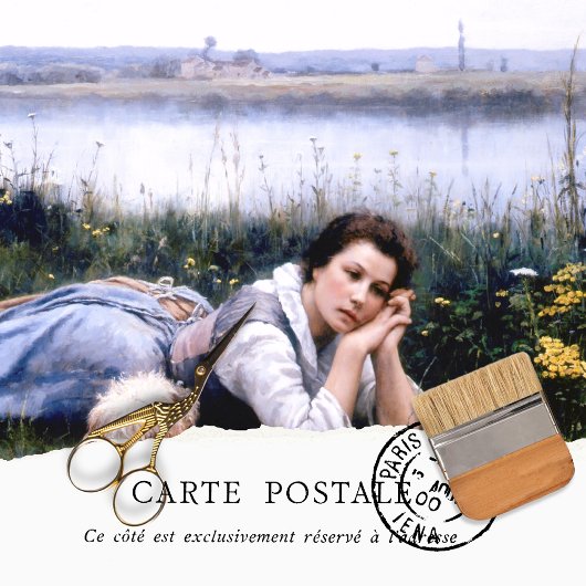 ヴィンテージ女性フランスのカントリー側ティッシュペーパー 薄葉紙