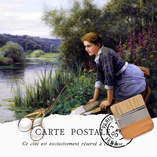 ヴィンテージ女性フランスのランドリーティッシュペーパー 薄葉紙