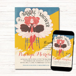 ヴィンテージ女性ブライダルシャワー 招待状