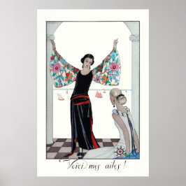 ヴィンテージ女性ポートレートフランスのファッション ポスター