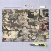 ヴィンテージ女性写真コラージュみすぼらしいシックなデコップページ 薄葉紙 (クラフト)