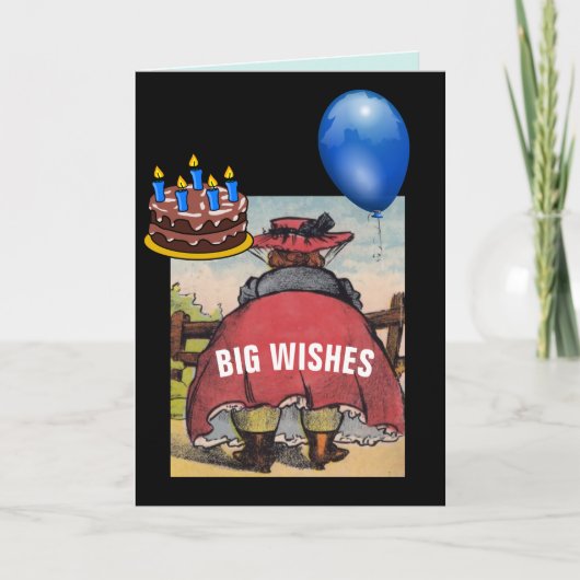 ヴィンテージ女性大お尻誕生日カード カード (正面)