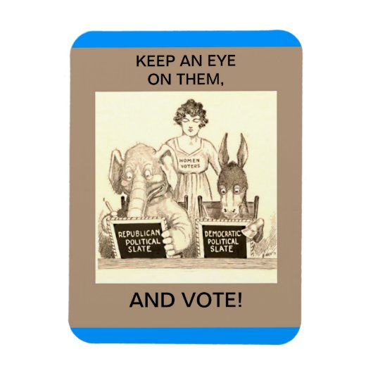 ヴィンテージ女性有権者、選挙権、投票、選挙 マグネット (縦)