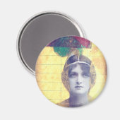 ヴィンテージ女性混合メディアコラージュ マグネット (正面/裏面)