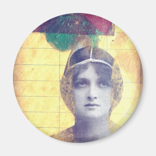 ヴィンテージ女性混合メディアコラージュ マグネット (正面)