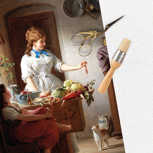 ヴィンテージ女性猫台所食ティッシュペーパー 薄葉紙