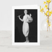 ヴィンテージ女性箔消音器ノートカード カード (黄色い花)