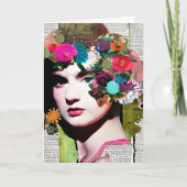 ヴィンテージ女性紙コラージュ |友情おもしろい カード (正面)