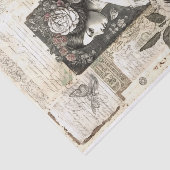 ヴィンテージ女性花柄デコパージュ 薄葉紙 (詳細)