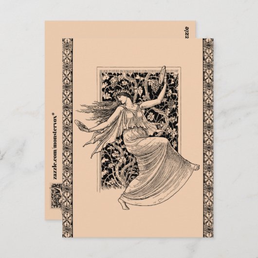 ヴィンテージ女性踊りはがき ポストカード (正面/裏面)