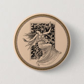 ヴィンテージ女性踊りボタン 缶バッジ (正面)