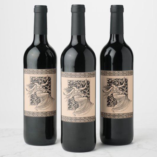ヴィンテージ女性踊り飲料ラベルセット ワインラベル (ボトル)