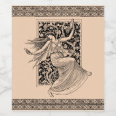 ヴィンテージ女性踊り飲料ラベルセット ワインラベル (シングルラベル)