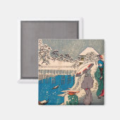 ヴィンテージ女日本のスケッチアジアさくらんぼブルッソ マグネット (正面/裏面)