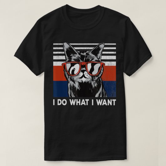 ヴィンテージ好きなことをする猫おもしろい黒猫子猫 Tシャツ (デザイン正面)