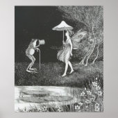 ヴィンテージ妖精とカエルのイラストレーション、レトロ ポスター (正面)