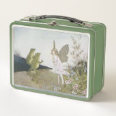 ヴィンテージ妖精と2匹のカエル、レトロ童話 メタルランチボックス (正面)