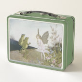 ヴィンテージ妖精と2匹のカエル、レトロ童話 メタルランチボックス (裏面)