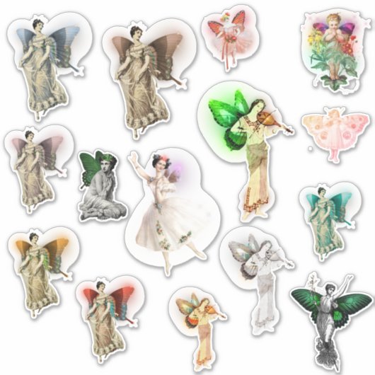 ヴィンテージ妖精のシールの組み合わせ シール (正面)