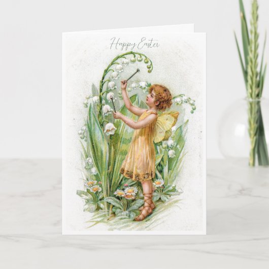 ヴィンテージ妖精のユリの谷イースター シーズンカード (正面)