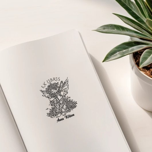 ヴィンテージ妖精の図書館本 ラバースタンプ