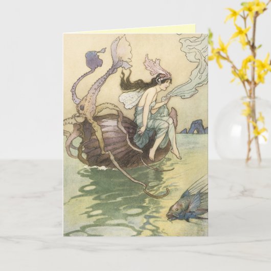 ヴィンテージ妖精の国グリーティングカード カード (黄色い花)