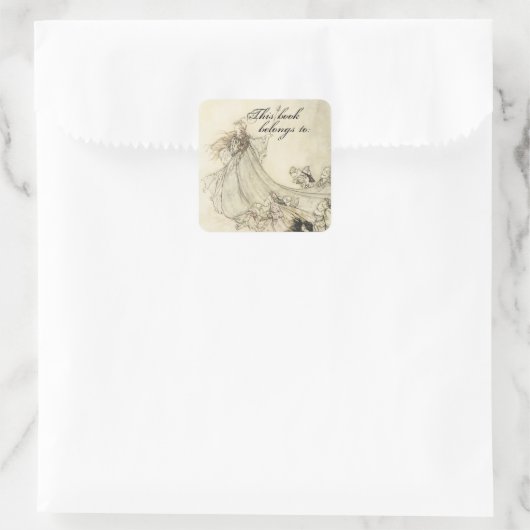 ヴィンテージ妖精の国ブックプレート スクエアシール (バッグ)