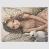 ヴィンテージ妖精の女の子とバタフライウィングズ&バニー 薄葉紙 (正面)