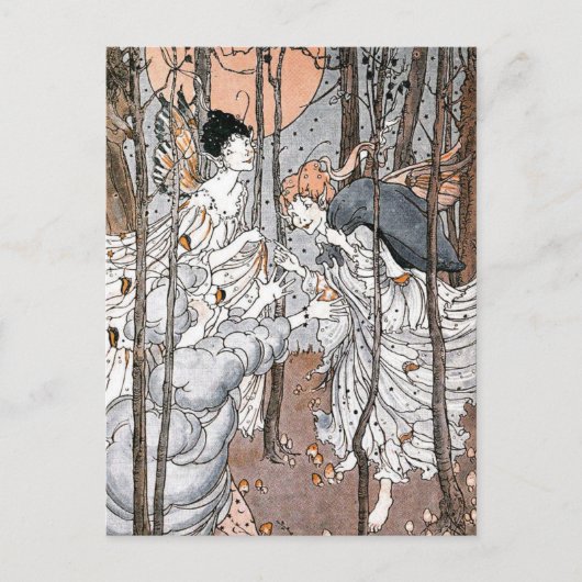ヴィンテージ妖精の森はがき ポストカード (正面)