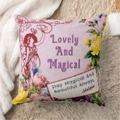 ヴィンテージ妖精の花カスタムの挨拶ネームピンク クッション (ブランケット)