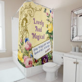 ヴィンテージ妖精カスタムの花の挨拶の名前黄色 シャワーカーテン (インサイチュ)