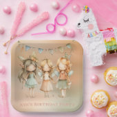 ヴィンテージ妖精ガールバースデーパーティー ペーパープレート (パーティー)